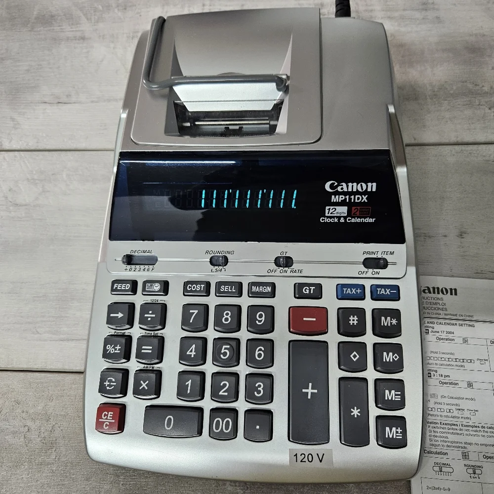 Canon MP11DX 12 Digits 2 Color Print Clock Calendar Office Calculator